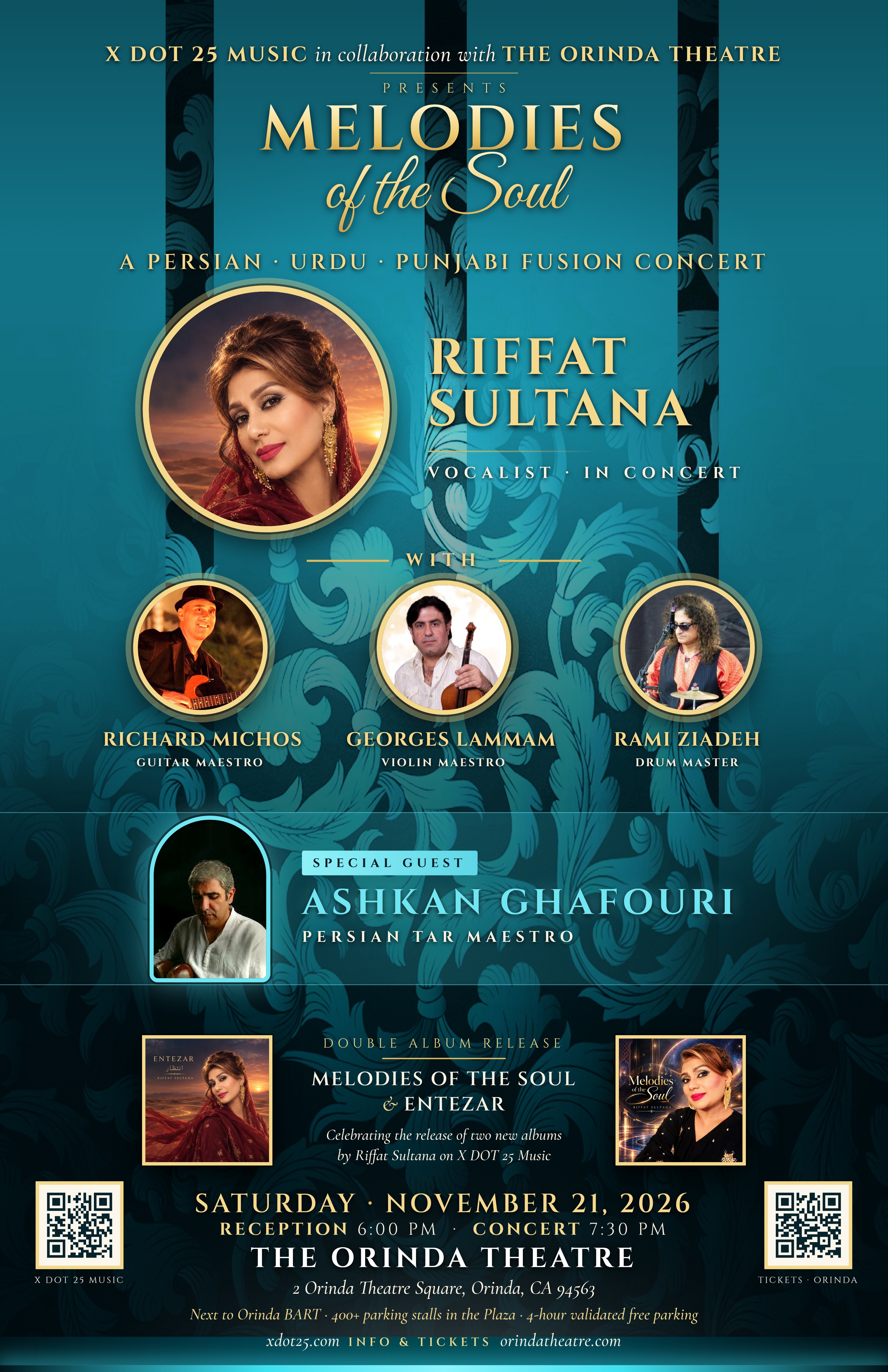 Melodies of the Soul — Riffat Sultana in Concert at the Orinda Theatre, November 21, 2026
