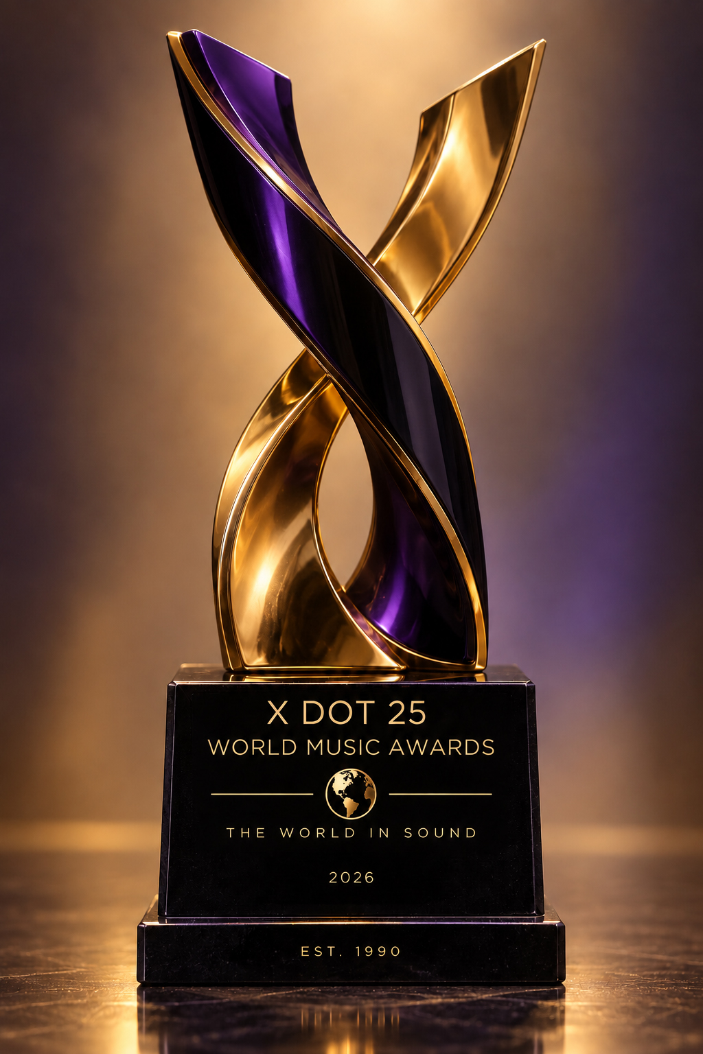 The X DOT 25 Music World Music Award trophy